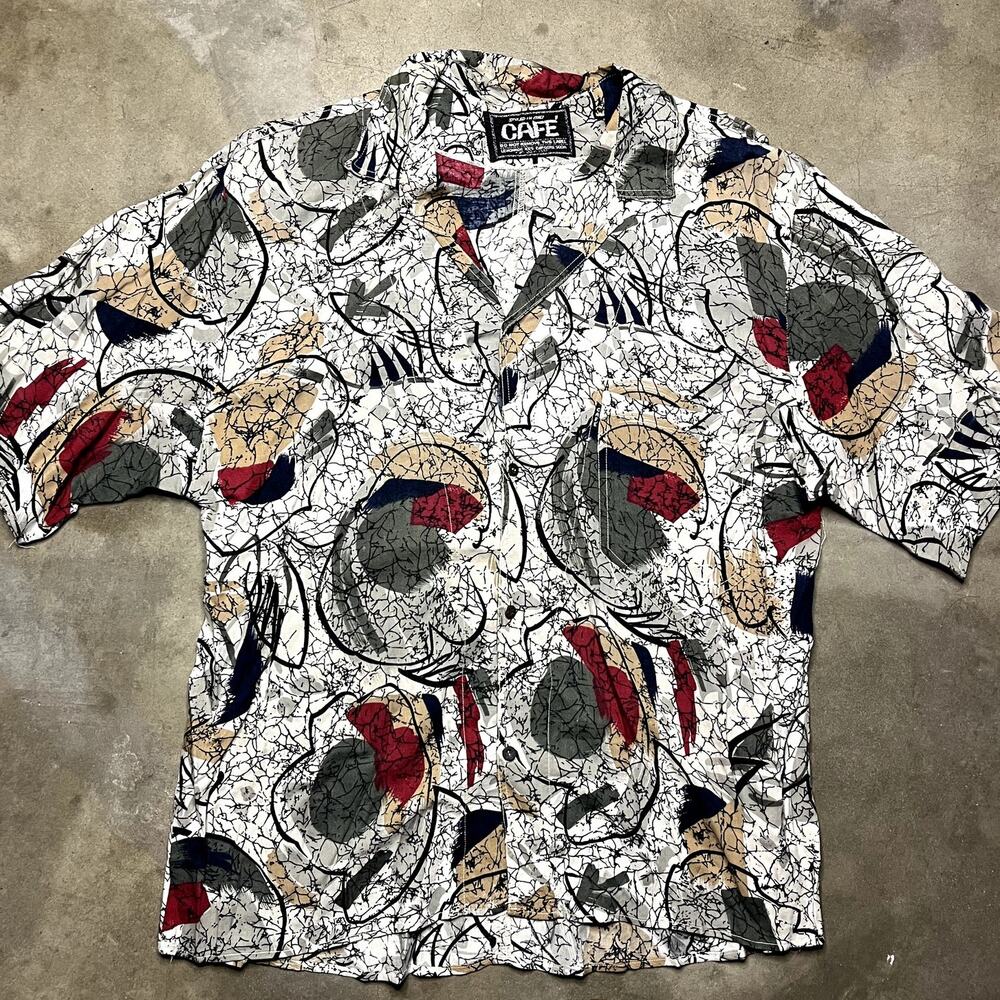 Cafe Silk Italian Shirt Men's M Vintage White